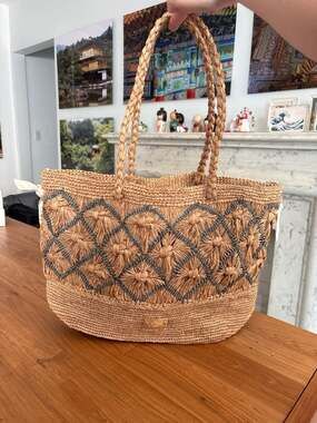 l'Atelier du Crochet Le Voyage en Panier Raffia Diamond Crochet Tote Bag